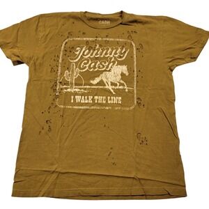 Buckle‎ Johnny Cash I Walk The Line Distressed Graphic Tee Brown Small JCA108310